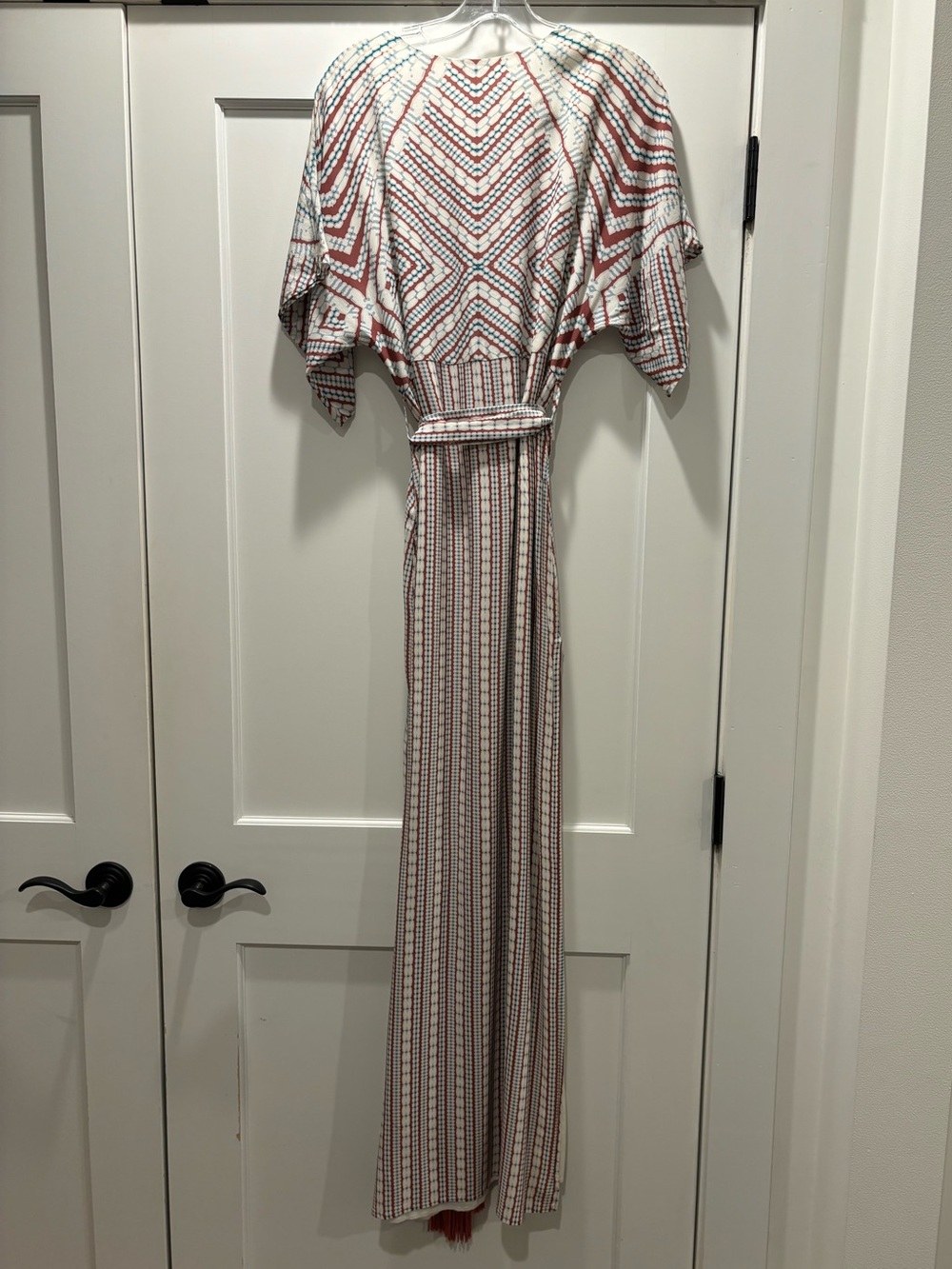 Paolita Kito Maxi Dress Kimono Flutter Sleeves GeoPrint Tassel Tie Resortwear S - Picture 9 of 16
